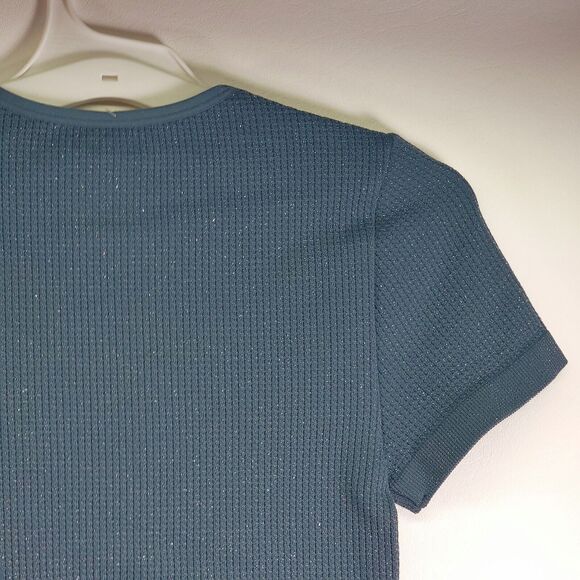 Wild Fable Waffle Knit Tee Women's XS Dark Blue Cropped Stretch Short Sleeve NWT - Picture 9 of 14